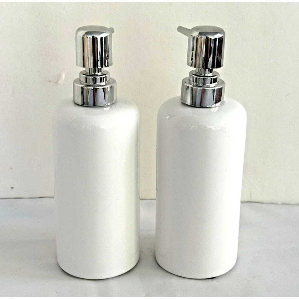 His and Hers Ceramic Pump Soap Lotion Dispenser Wedding Gift Shower White Black
